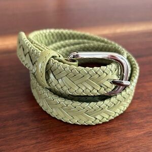 Talbots Sage Green Woven Leather Belt Size XS